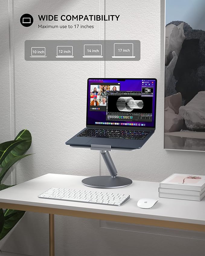 LULULOOK Laptop Stand for Desk 2025, 360 Rotating Adjustable Laptop Riser - Image 7