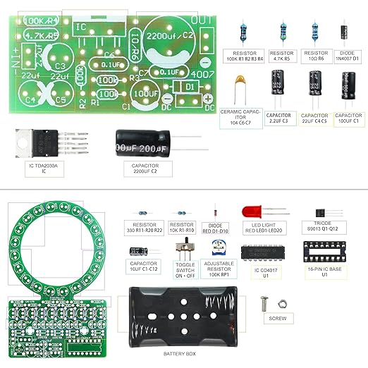 Soldering Practice Kit 5in1 DIY Power Amplifier Circular LED Vibration Alarm - Image 3