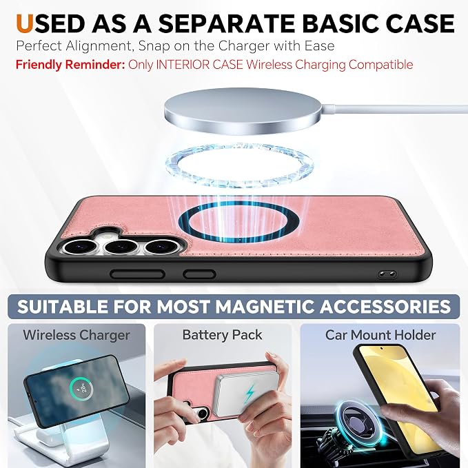 TUCCH Case for Galaxy S25 Plus, Wrist Strap Magnetic PU Leather Wallet Case - Image 4