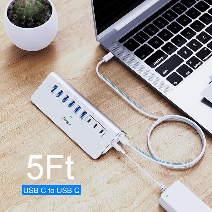 Powered USB Hub 10Gbps, intpw YH6AC 9-Port USB 3.2 /USB C Hub - Image 9