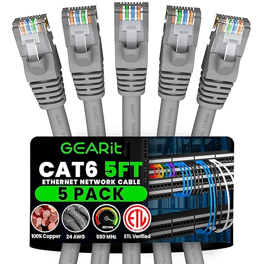 GEARit Cat 6 Ethernet Cable Cat6 Network Patch, Snagless Cord, Internet by GEARit