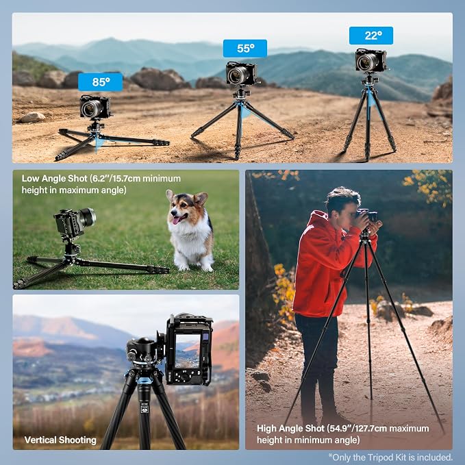 SIRUI 50.2" Carbon Fiber Travel Tripod, Compact Professional Camera Trippod - Image 5