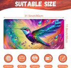 Large Gaming Mouse Pad for Desk, Colorful Hummingbird Desk Mat, Bright - Image 2