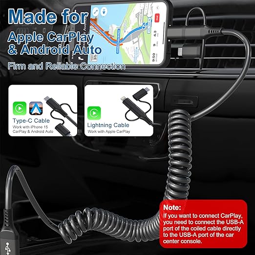 USB to USB-C Lightning Micro-USB Cable Combo 3 in 1 Coiled Cable Support - Image 3
