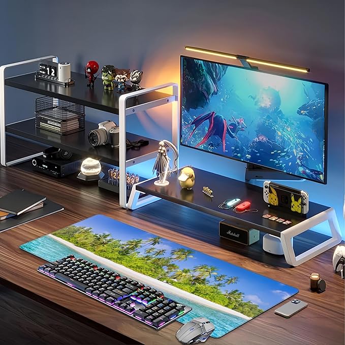 Tropical Nature Landscape Desk Mat, Large Summer Beach Seawater and Palm Trees - Image 6