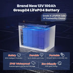 12V 100Ah LiFePO4 Lithium Battery Group24, Timeusb 12.8Volt 100Ah RV Battery - Image 4