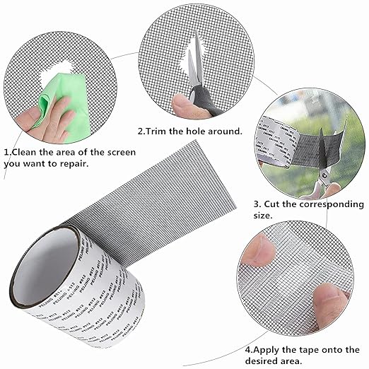 Extra Wide 4” X 197” Window Screen Repair Tape Kit, Strong Adhesive Fiberglass - Image 6