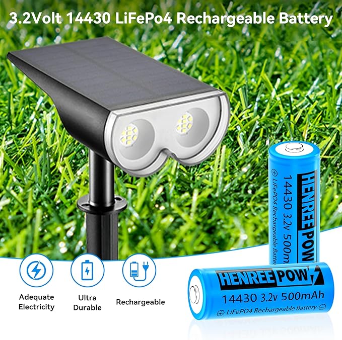 Henreepow LiFePo4 Battery 14430, 3.2v Rechargeable Solar Batteries, 500mAh - Image 7