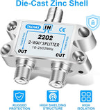 2 Way Coaxial Cable Splitter, Support 10-2602MHz, RG6 Compatible, Nickel-Plated - Image 5