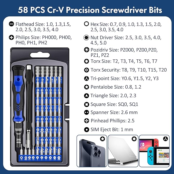 XOOL 82 in 1 Precision Screwdriver Set, Magnetic Electronics Repair Tool Kit - Image 2