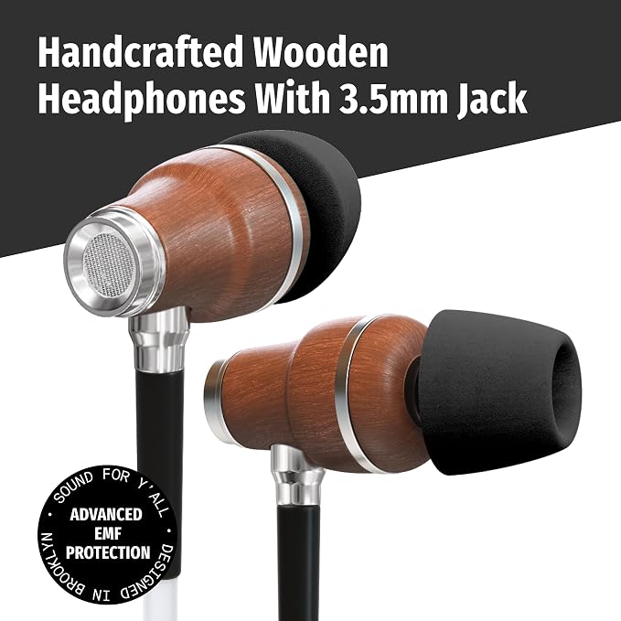 Symphonized Premium Wooden Airtube Headphones EMF Earbuds, 3D Sound, Microphone - Image 2