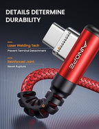 AINOPE USB C Fast Charging Cable 3.1A Right Angle 10ft/3m USB to USB C Cable - Image 6