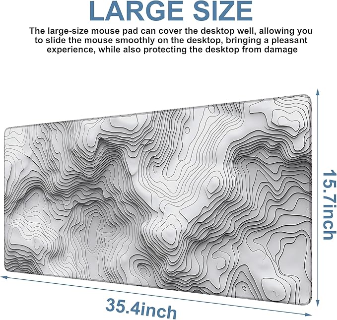Large Mouse Pad Wave Lines Gaming Desk Pad Computer Keyboard Non-Slip - Image 3