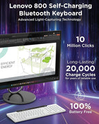 Lenovo 800 Self-Charging Bluetooth Keyboard, Uses Ambient Light - Image 2