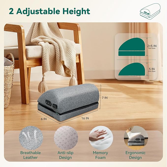 Snailax Heated Foot Rest Under Desk at Work, Ergonomic Footrest - Image 4