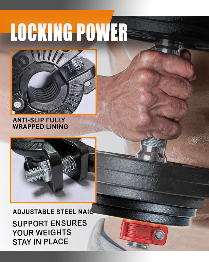 MAXRICH T Barbell Clamp 1 inch Multiple Sizes & Adjustable Weight Clips - Image 3