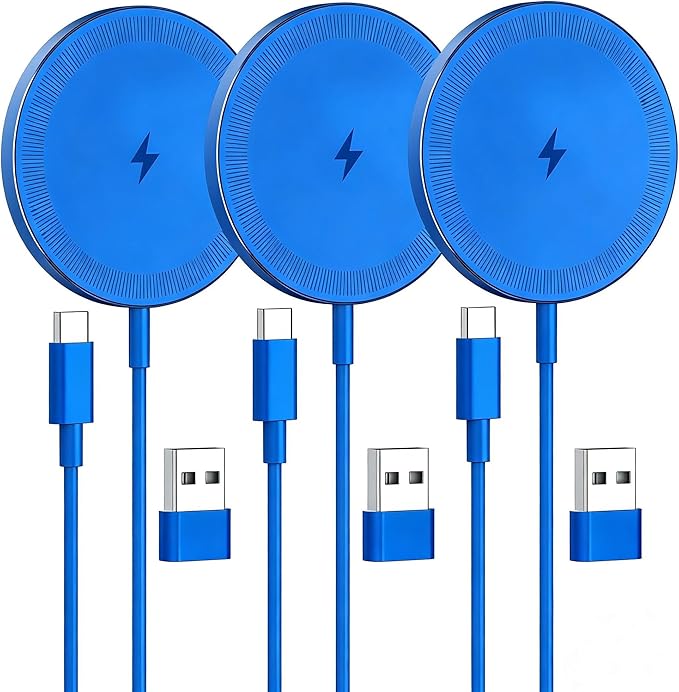3-Pack 15W Magnetic Wireless Charger: Qi2 Fast Charging Pad by SMILESTATION
