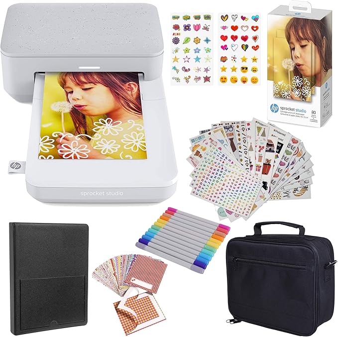 HP Sprocket Studio Plus 4x6” Instant Color Photo Printer – Bundle: Case and by HP