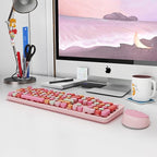Cute Pink Wireless Keyboard and Mouse, 2.4G Retro Round Keycap - Image 8