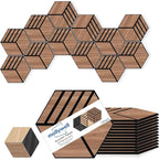 Mollywell Hexagon Acoustic Panels, Walnut S4, 12 Pack |Wood Veneer|High Density by Mollywell