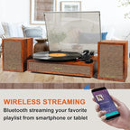 Vinyl Record Player with External Speakers, 3 Speed Bluetooth Turntable - Image 4