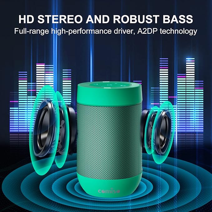 comiso Bluetooth Speaker with IP65 Waterproof, 5.3 Bluetooth, TWS Pairing - Image 4