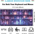 Cute Cozy Purple Gaming Desk Mat, Mystical Potion Bottles Mouse Pad XXL Large - Image 3