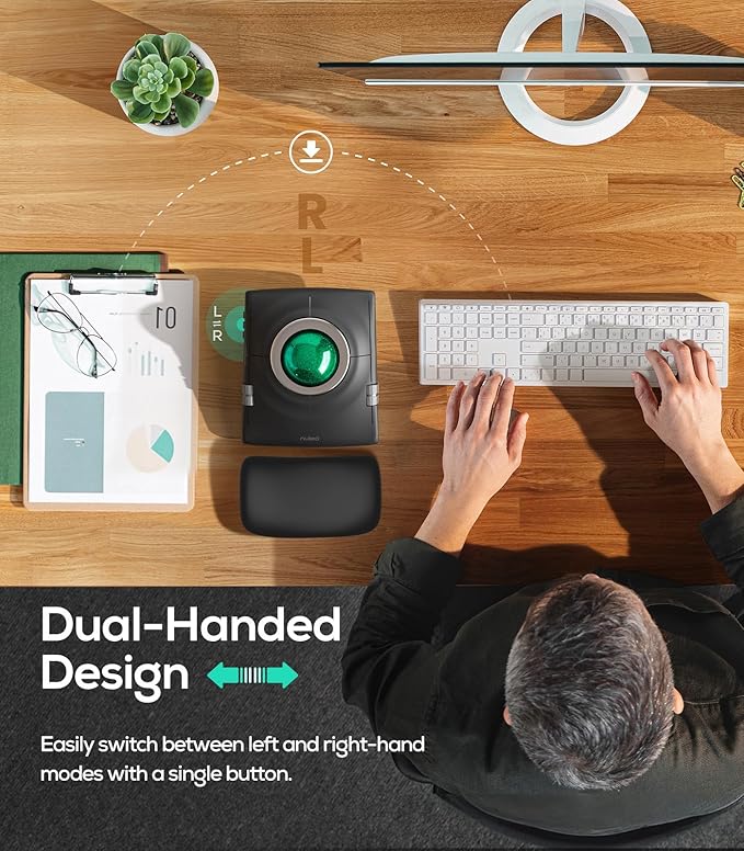 Nulea M512 Wireless Trackball Mouse, Ergonomic 55mm Trackball, Adjustable DPI - Image 5