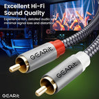 GEARit RCA Cable 2RCA Male to 2RCA Male Stereo Audio Cables Shielded Braided - Image 2