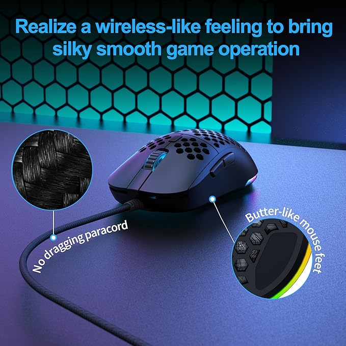 TMKB Falcon M1SE Ultralight Honeycomb Gaming Mouse, High-Precision 12800DPI - Image 5