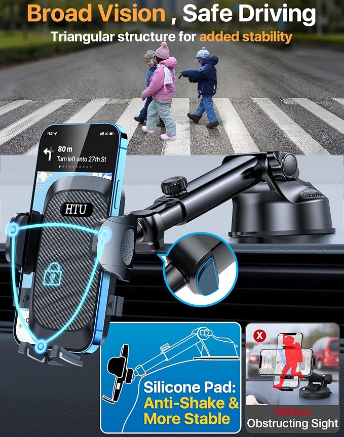 HTU 2025 Upgraded Car Phone Holder 【Safety Certs & No Smell】 Cell Phone Holder - Image 6