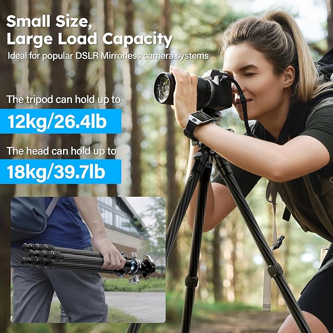 SIRUI 50.2" Carbon Fiber Travel Tripod, Compact Professional Camera Trippod - Image 7