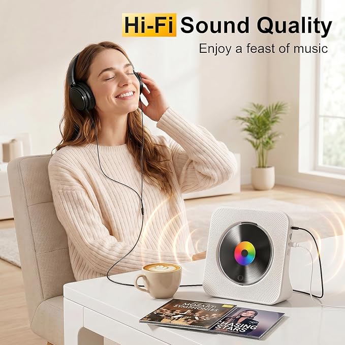 Gueray CD Player Portable Bluetooth Desktop CD Player - Image 4