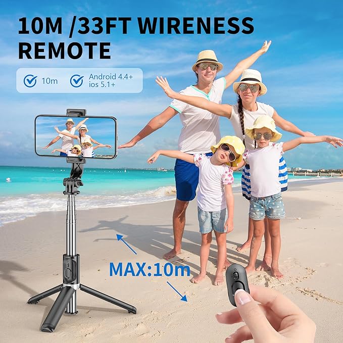 Selfie Stick Tripod, All in One Extendable & Portable iPhone Tripod Selfie Stick - Image 3