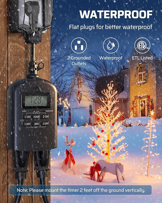 DEWENWILS Outdoor Timer Outlet Waterproof, Outdoor Digital Timer - Image 5