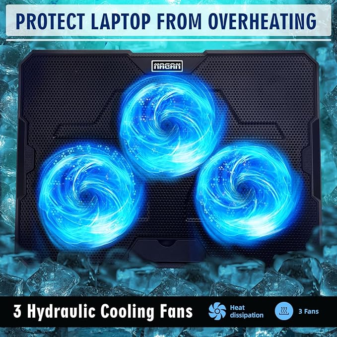NAGAN Laptop Cooling Pad with 3 Fans, Ergonomic Cooling Pad - Image 5