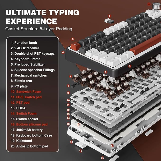 YUNZII B75 PRO Wireless Mechanical Keyboard, 75% Layout - Image 4