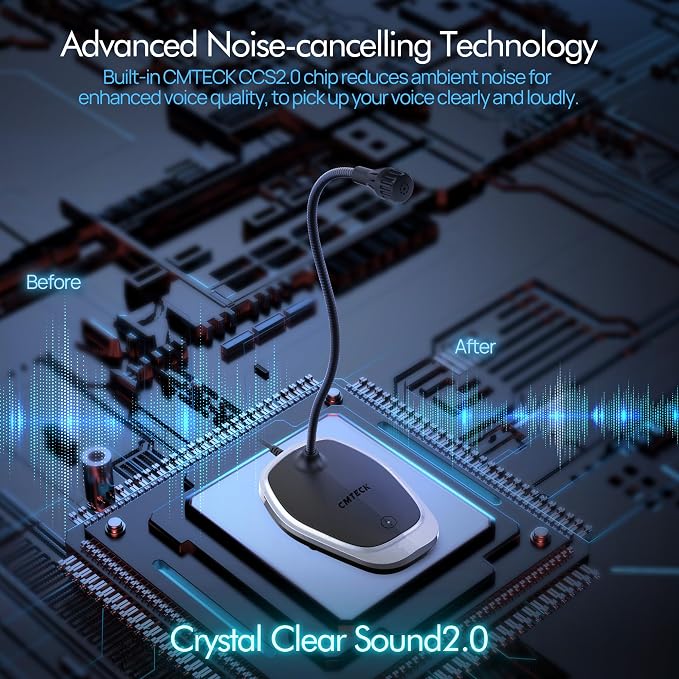 CMTECK USB Computer Microphone, Plug &Play Desktop Omnidirectional Condenser PC - Image 3