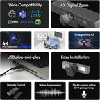 Smart 4K Compact Video Conference Camera – Ultra HD 120° Wide Lens, AI - Image 5