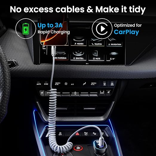 Coiled USB C to USB C Cable 2Pack 3FT Braided Retractable Fast Charging Cable - Image 2