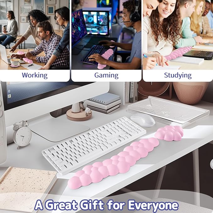 Cloud Wrist Rest for Keyboard and Mouse, Memory Foam PU Leather Keyboard Wrist - Image 6