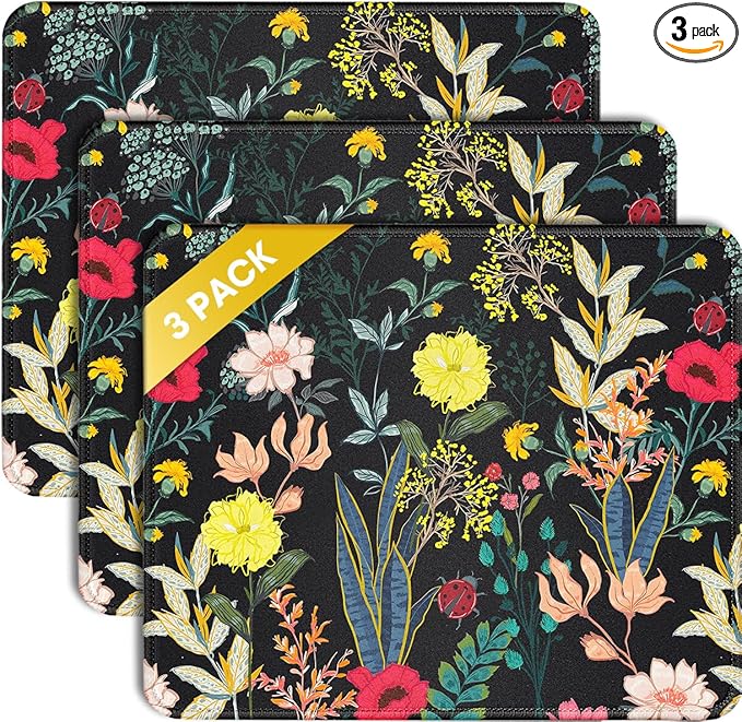 JIKIOU 3 Pack Mouse Pad with Stitched Edge, Comfortable Mouse Pads with by JIKIOU