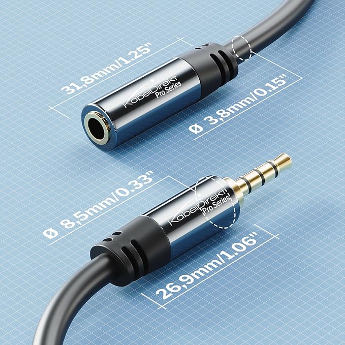 KabelDirekt – Headset Extension Cable – 1ft – Headphone Extension Cord - Image 6