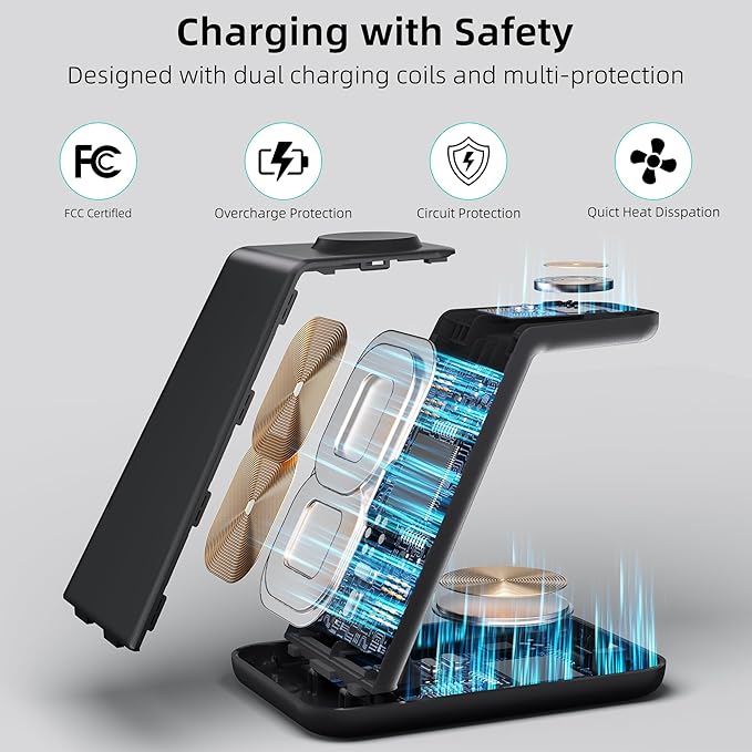 Wireless Charger for Samsung, 3 in 1 Fast Charging Station for Samsung Galaxy - Image 3