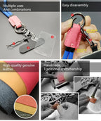 Handmade Cowhide Leather Phone Wrist Strap, Universal Adjustable Key Lanyard - Image 4