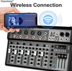 Depusheng Professional Audio Mixer, 7 Channel Audio Interface Sound Board - Image 5