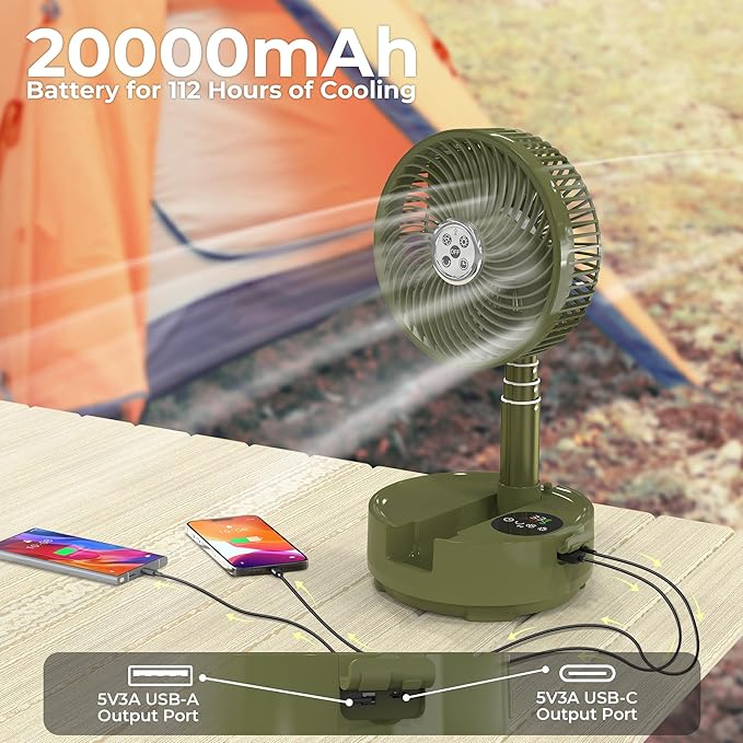 20000mAh Battery Operated Camping Fan - Image 2