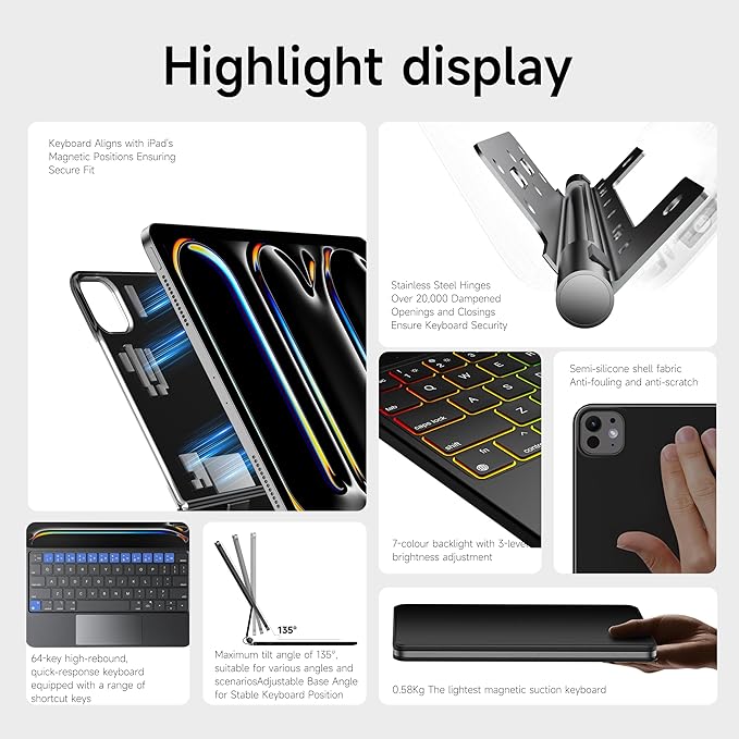 HOU iPad Pro 11 Inch Case with Keyboard M4 2024, Magic Keyboard iPad Pro 11 - Image 4
