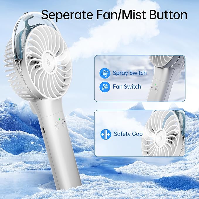 PANERGY Handheld Misting Fan – Rechargeable Battery Operated, Handheld Personal - Image 4