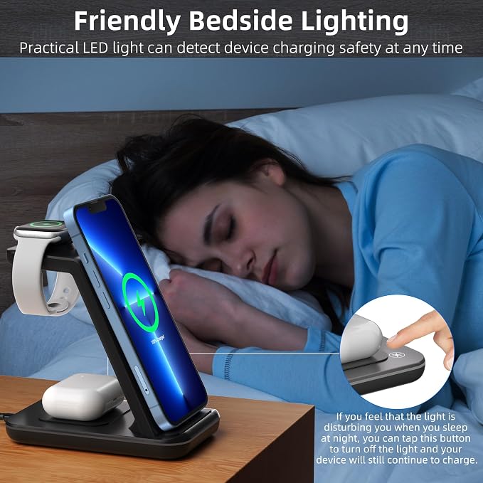 Wireless Charging Station, 3 in 1 Fast Wireless Charger - Image 7